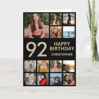 92nd Birthday Photo Collage 13 Photos Black & Gold