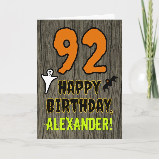 92nd Birthday: Spooky Halloween Theme, Custom Name Card (Front)