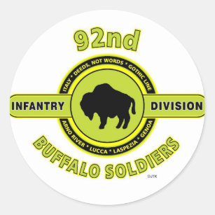 92nd Infantry Division "Buffalo Soldiers" WW II Classic Round Sticker