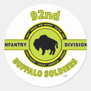 92nd Infantry Division "Buffalo Soldiers" WW II Classic Round Sticker