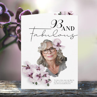93 & Fabulous Orchid Photo Birthday Greeting Card