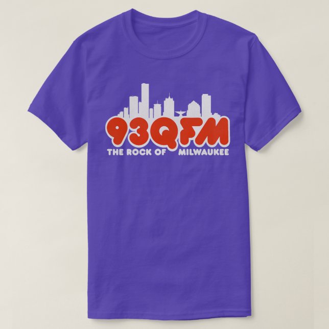 93 QFM The Rock of Milwaukee Defunct Radio Station T-Shirt (Design Front)