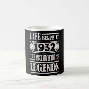 93 Year Old 1932 Birth Of Legend 90th Birthday Coffee Mug