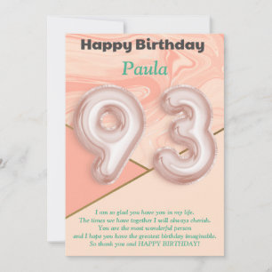 93 year old girls Happy Birthday card