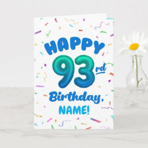 93rd Balloon Number Custom Name Birthday Card