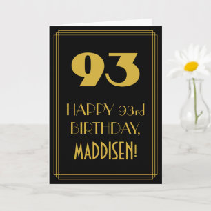 93rd Birthday ~ Art Deco Inspired Look "93" & Name Card