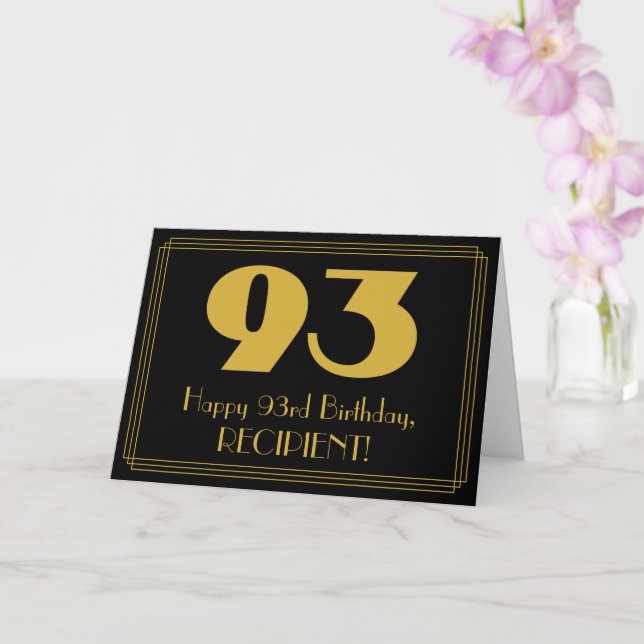 93rd Birthday: Art Deco Inspired Look "93" & Name Card (Orchid)