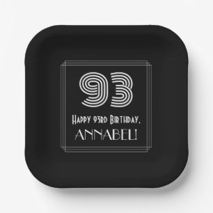 93rd Birthday — Art Deco Inspired Look “93” Paper Plate