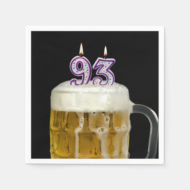 93rd Birthday Beer on black Napkin (Front)