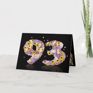 93rd birthday card with flowery letters