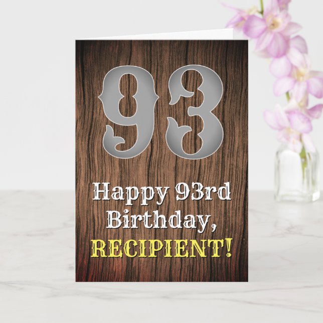 93rd Birthday: Country Western Inspired Look, Name Card (Orchid)