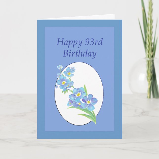 93rd  Birthday Forget Me Not Old Age Memory Humour Card (Front)