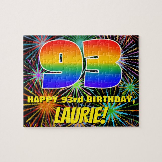 93rd Birthday: Fun, Colourful Celebratory Firework Jigsaw Puzzle (Horizontal)