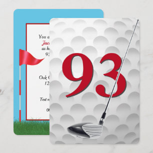 93rd Birthday Golf Theme Party Invitation