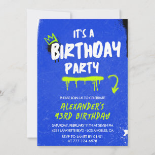 93rd birthday invitations Men Graffiti 