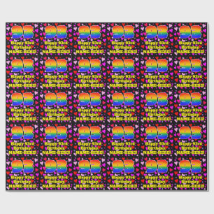 93rd Birthday: Loving Hearts Pattern, Rainbow # 93 Wrapping Paper