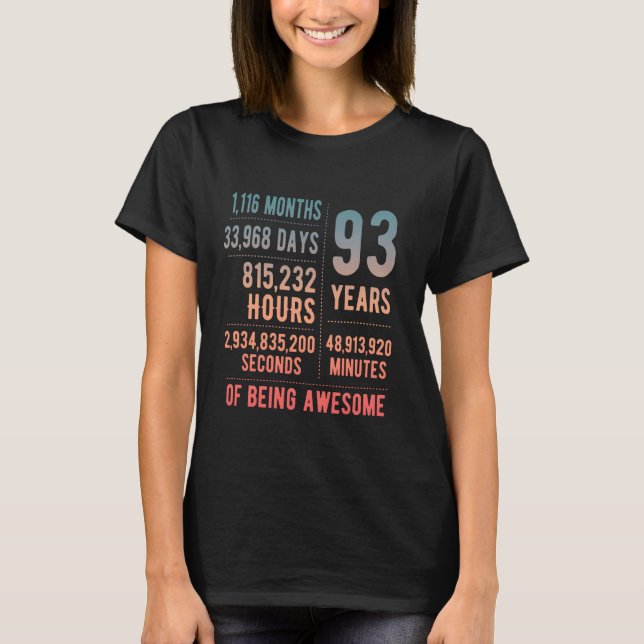 93rd Birthday Men Women Funny 93 Years Old T-Shirt (Front)