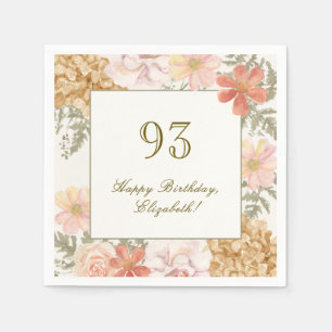 93rd Birthday Napkin Autumn Colour Floral Ivory