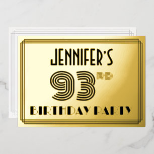93rd Birthday Party — Art Deco Style “93” & Name