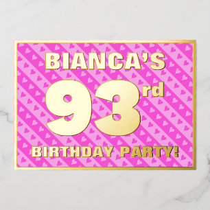 93rd Birthday Party — Fun Pink Hearts and Stripes