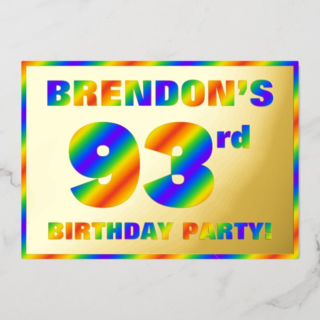93rd Birthday Party — Fun, Rainbow Spectrum “93” (Front)