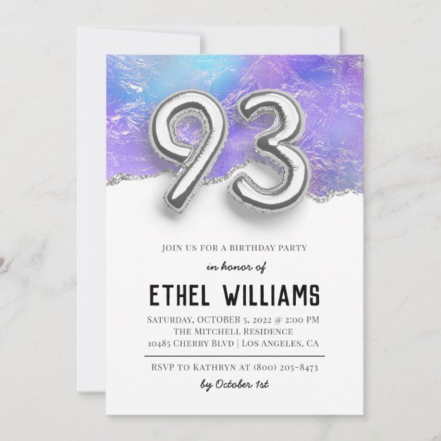93rd Birthday Party Invitation (Front)