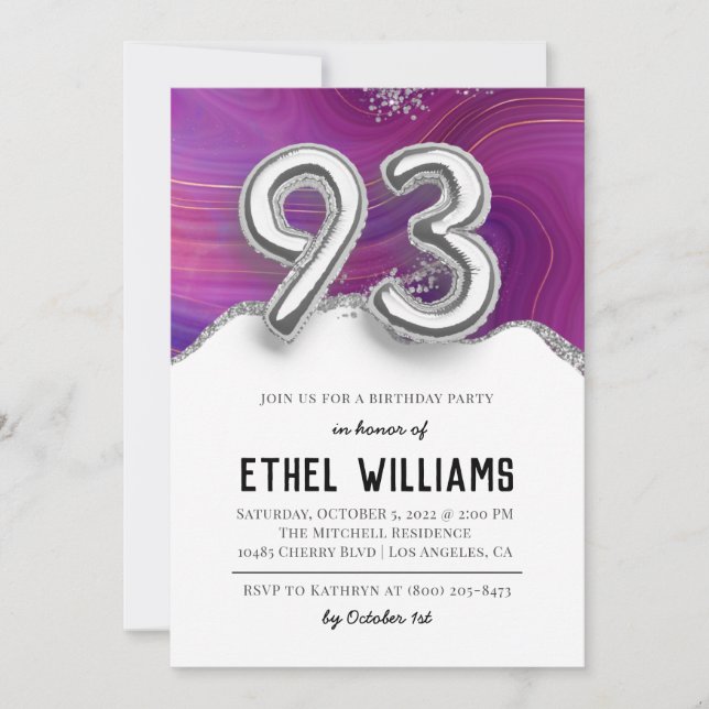 93rd Birthday Party Invitation (Front)