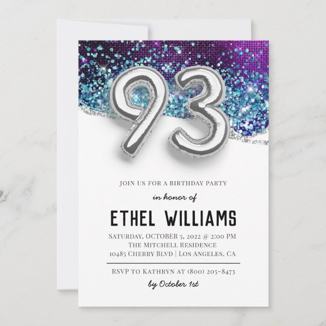 93rd Birthday Party Invitation (Front)