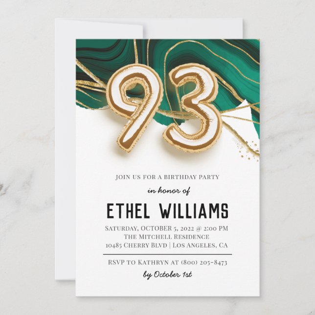 93rd Birthday Party Invitation (Front)