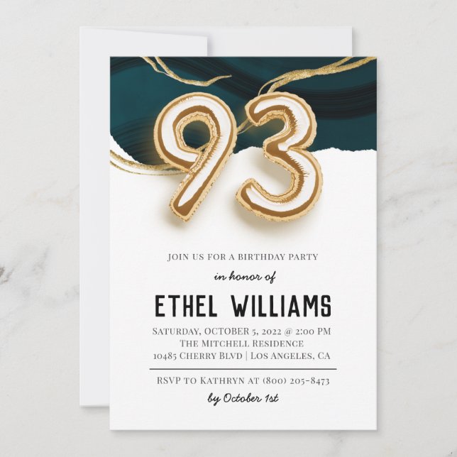 93rd Birthday Party Invitation (Front)