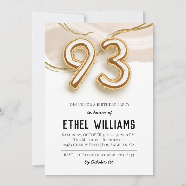 93rd Birthday Party Invitation (Front)