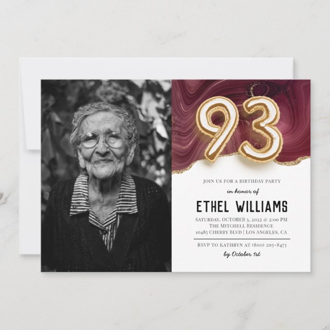 93rd Birthday Party Invitation (Front)