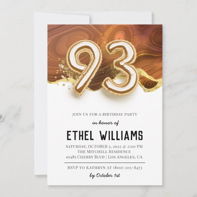 93rd Birthday Party Invitation (Front)