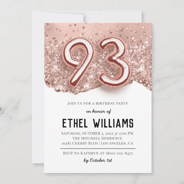 93rd Birthday Party Invitation (Front)