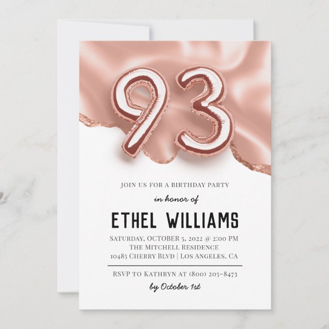 93rd Birthday Party Invitation (Front)