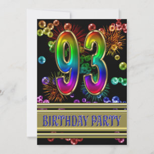 93rd Birthday party Invitation with bubbles