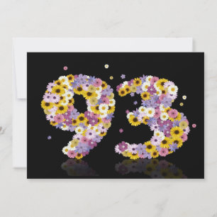 93rd Birthday party, with flowered letters Invitation