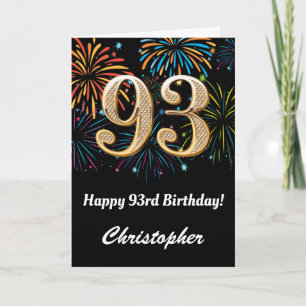 93rd Birthday Rainbow Fireworks Black and Gold Card
