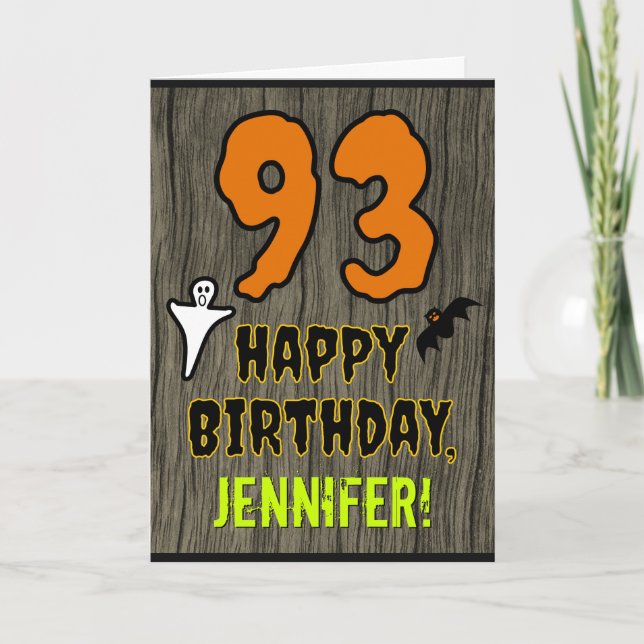 93rd Birthday: Spooky Halloween Theme, Custom Name Card (Front)