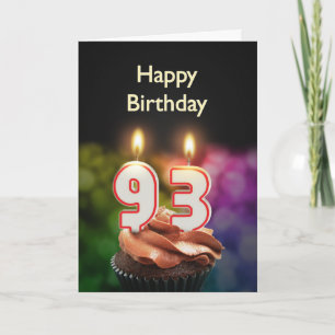 93rd Birthday with cake and candles Card
