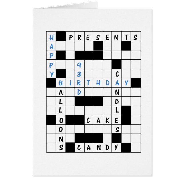93rd Crossword Puzzle Birthday Card (Front)