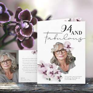 94 & Fabulous Orchid Photo Birthday Greeting Card