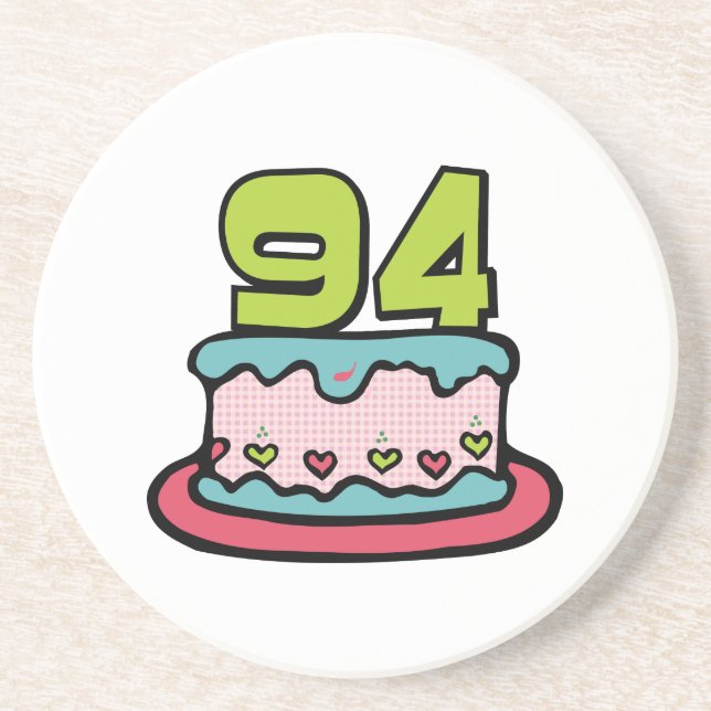 94 Year Old Birthday Cake Coaster (Front)