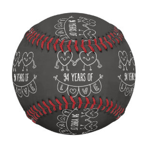 94th Anniversary Gift Chalk Hearts Baseball