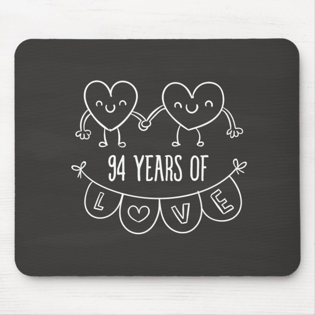 94th Anniversary Gift Chalk Hearts Mouse Pad (Front)