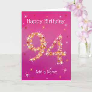 94th Birthday - 94 in Stars - Pink/Purple - Age 94 Card
