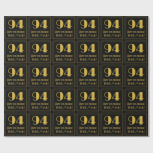 94th Birthday ~ Art Deco Inspired Look "94", Name Wrapping Paper