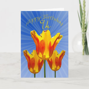 94th Birthday card, tulips full of sunshine Card
