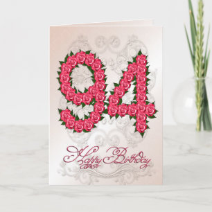 94th birthday card with roses and leaves