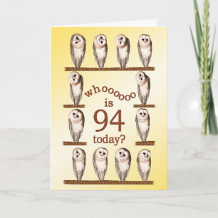 94th birthday, Curious owls card. Card